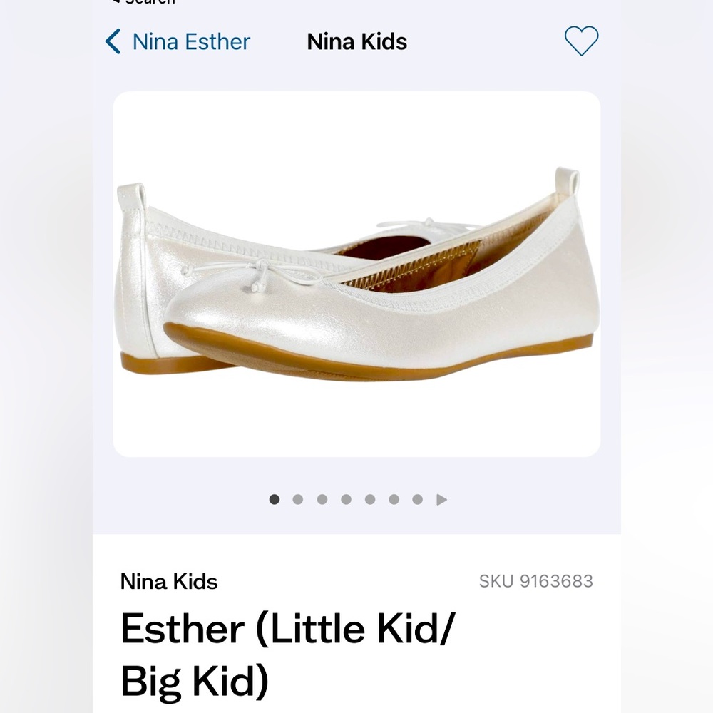 Nina Kids Esther dress shoe, Color - Ivory Pearlized, size 2 , little kid shoe
